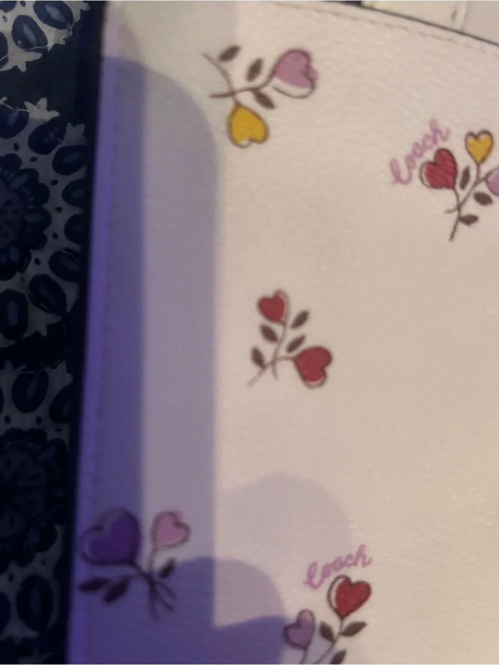 Coach Pink Floral Heart Leather Phone Wallet with Gold Logo